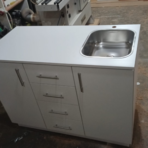 Mueble Bajo 1.20m - Cajón, Puerta y Bacha - Blanco - Image 1