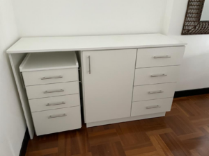 Mueble Bajo 1.60m - Puerta, Cajón y Nicho - Blanco - Image 1