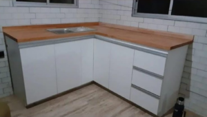 Mueble Bajo 1.20m - En L con Puerta y Bacha - Combinado - Image 1