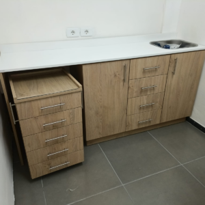 Mueble Bajo 1.90m - Puerta, Cajón, Nicho y Bacha Cuadrada - Combinado - Image 1