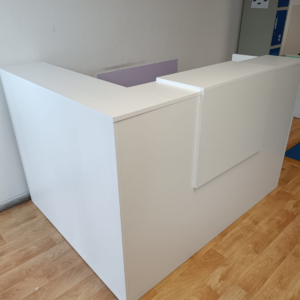 Mostrador 1.20m - Estante y Cajón en L - Blanco - Image 1
