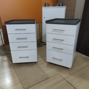 Mueble Rodante 45x45x60cm - Cajones con Guías Telescópicas y Bandeja - Blanco - Image 1