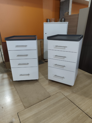 Mueble Rodante 45x45x60cm - Cajones con Guías Telescópicas y Bandeja - Blanco - Image 1