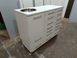 Mueble Bajo 1,20m - Puerta, Cajones Múltiples y Bacha - Blanco - Image 1