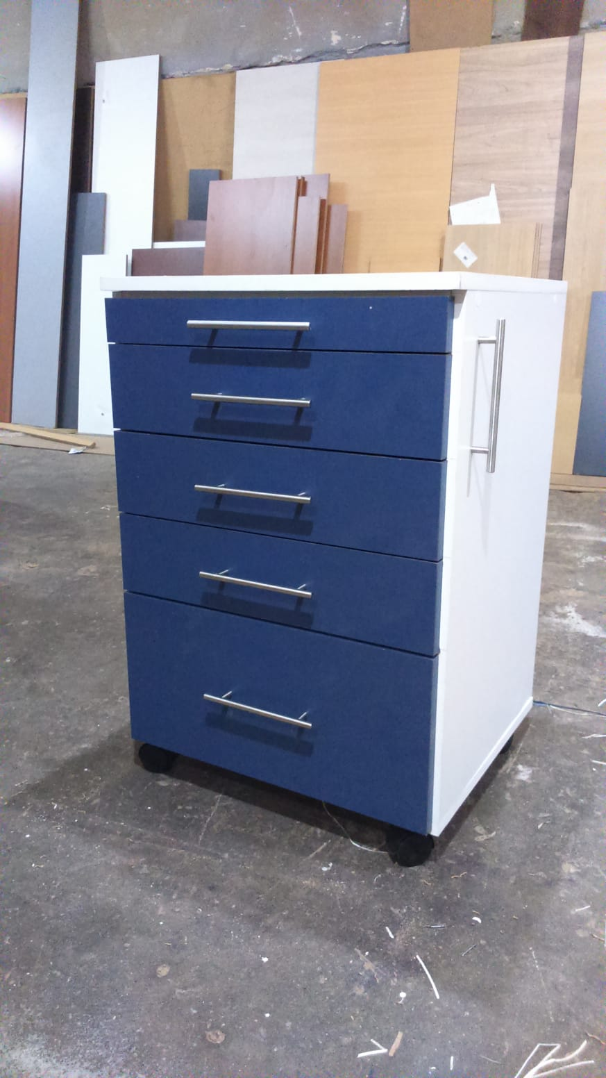 Cajonera Rodante 45x45x60cm - Cajones con Guías Comunes - Azul