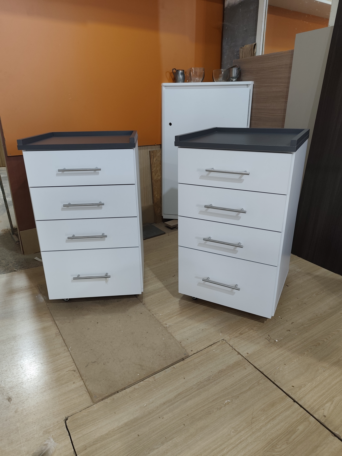 Cajonera Rodante 45x45x80cm - Cajones con Guías Comunes - Gris