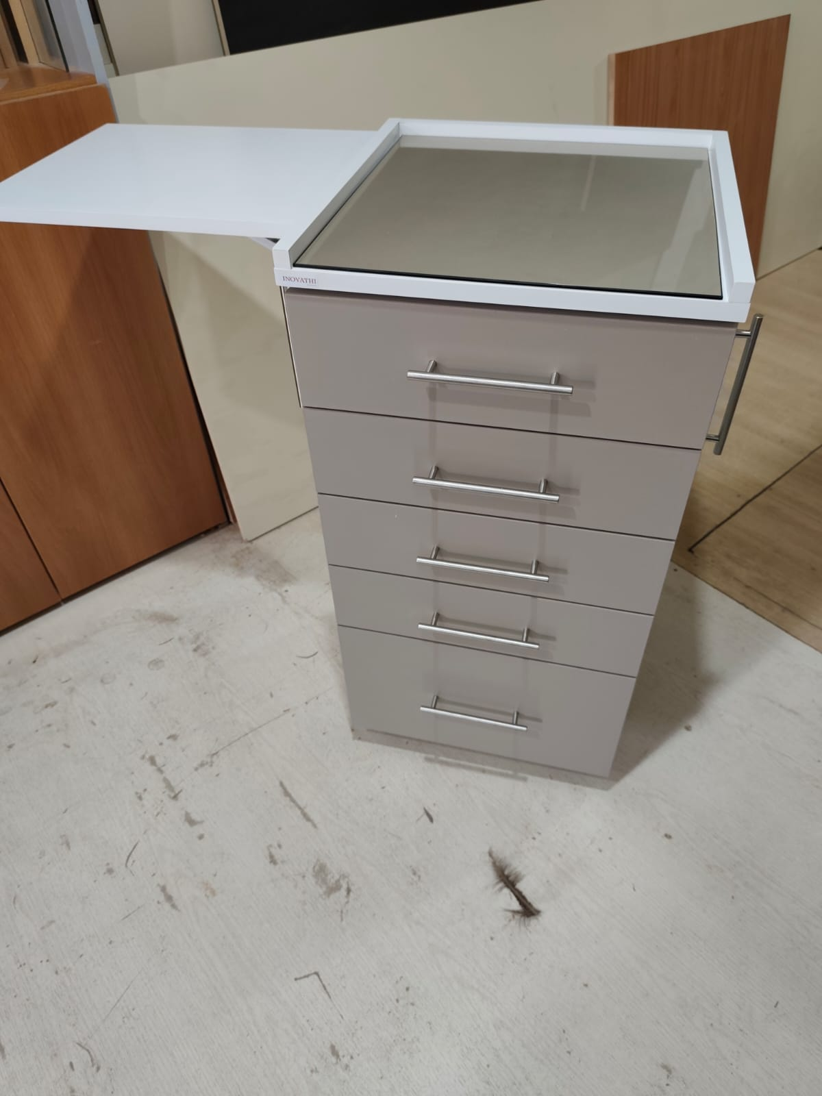 Cajonera Rodante 90x45x90cm - Cajones con Guías Telescópicas y Bandeja - Blanco
