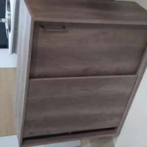 Mueble Archivador 1m - Estante y Puertas Corredizas - Nogal Oscuro - Image 1
