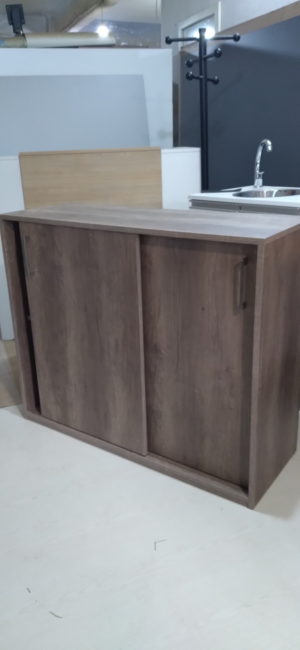 Mueble Archivador 1m - Estante y Puertas Corredizas - Nogal Oscuro - Image 1