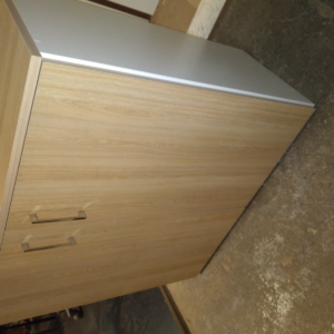 Mueble Archivador 1m - Estante y Puertas Batientes - Roble Kendall y Blanco - Image 1
