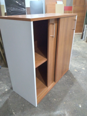 Mueble Archivador 1m - Estante y Puertas Batientes - Brianza y Blanco - Image 2