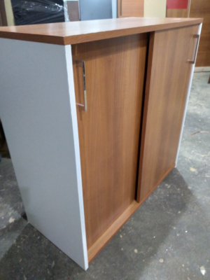 Mueble Archivador 1m - Estante y Puertas Batientes - Brianza y Blanco - Image 1