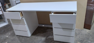Escritorio Recto 1,40m - Doble Módulo Cajonera - Blanco - Image 1