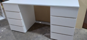 Escritorio Recto 1,40m - Doble Módulo Cajonera - Blanco - Image 2