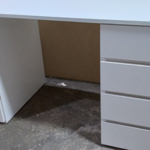 Escritorio Recto 1,40m - Doble Módulo Cajonera - Blanco - Image 2