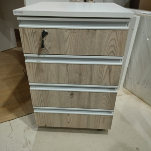 Cajonera Rodante para Escritorio 45cm - 4 Cajones con Cerradura y Manija Perfil Aluminio - Arena Kenduky - Image 1